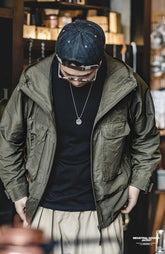 Maden Big Pockets Hooded Jacket for Men Army Green Vintage Do Old Outdoor Wear Military Windproof Coat Warm Tactical Jacket